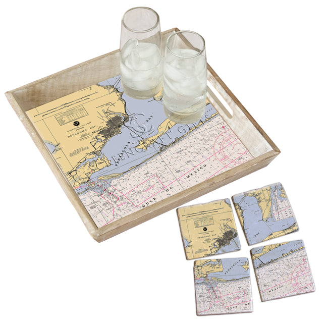 Pensacola, FL- Wood Serving Tray