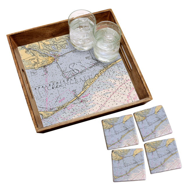 Apalachicola, FL- Wood Serving Tray