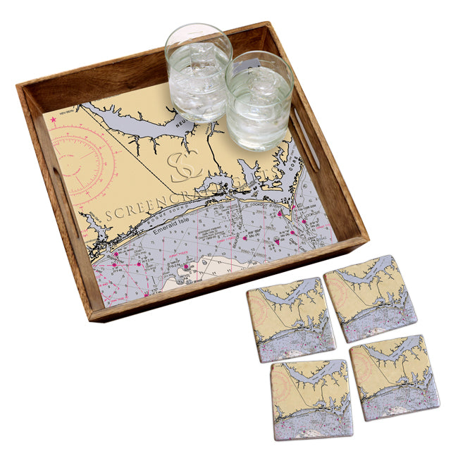 Emerald Isle, NC - Wood Serving Tray