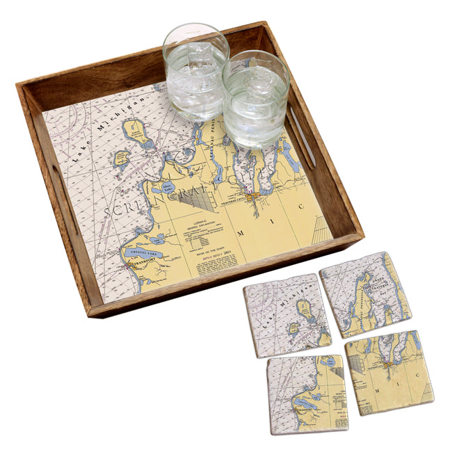 Traverse City, MI -  Wood Serving Tray