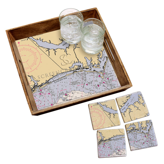 Emerald Isle, NC - Wood Serving Tray
