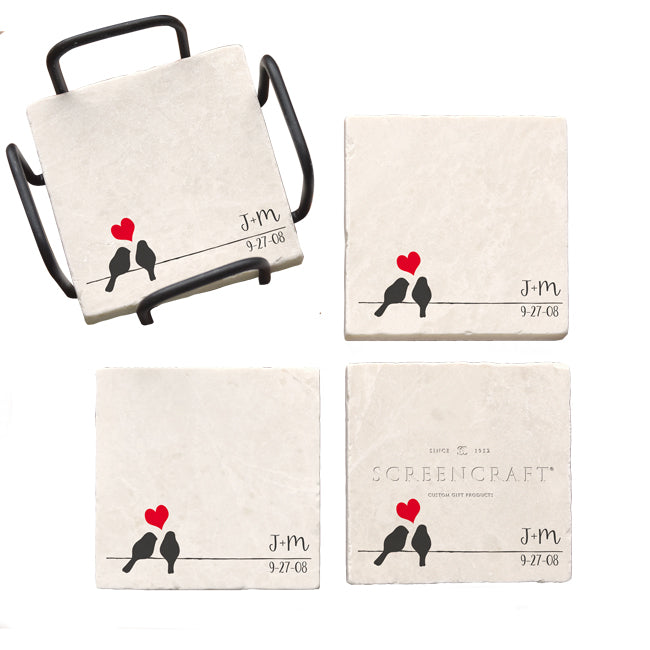 Love Birds Marble Coaster Set