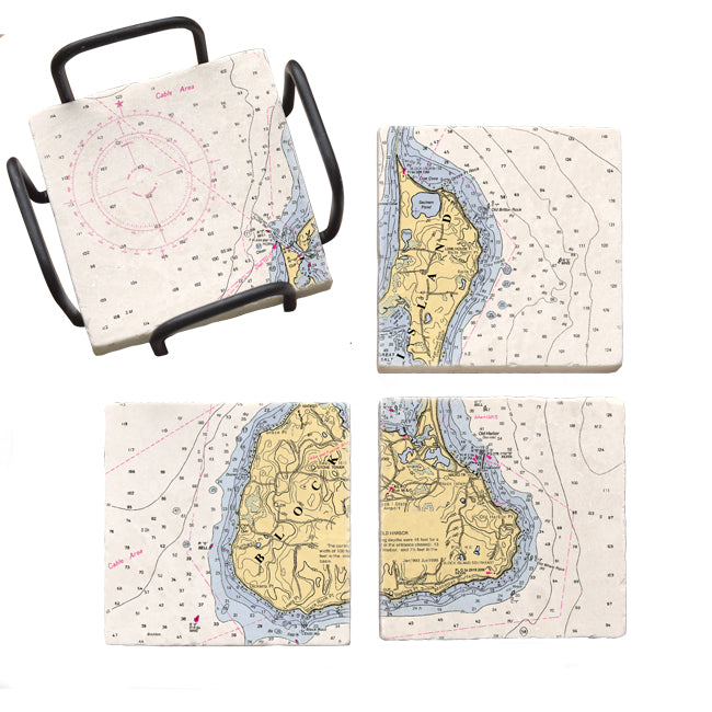 Personalized Nautical Chart Coaster Set