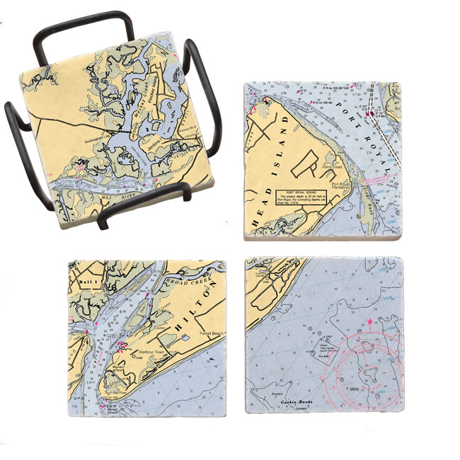 Personalized Nautical Chart Coaster Set
