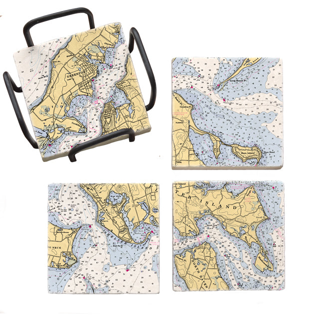 Personalized Nautical Chart Coaster Set