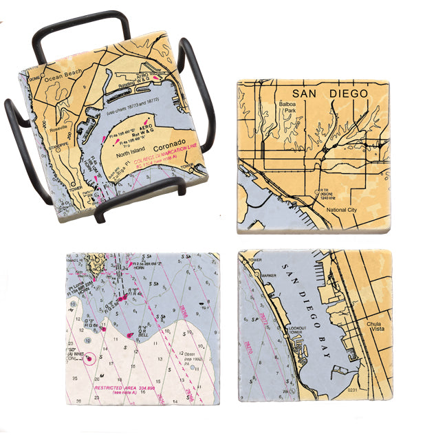 Personalized Nautical Chart Coaster Set
