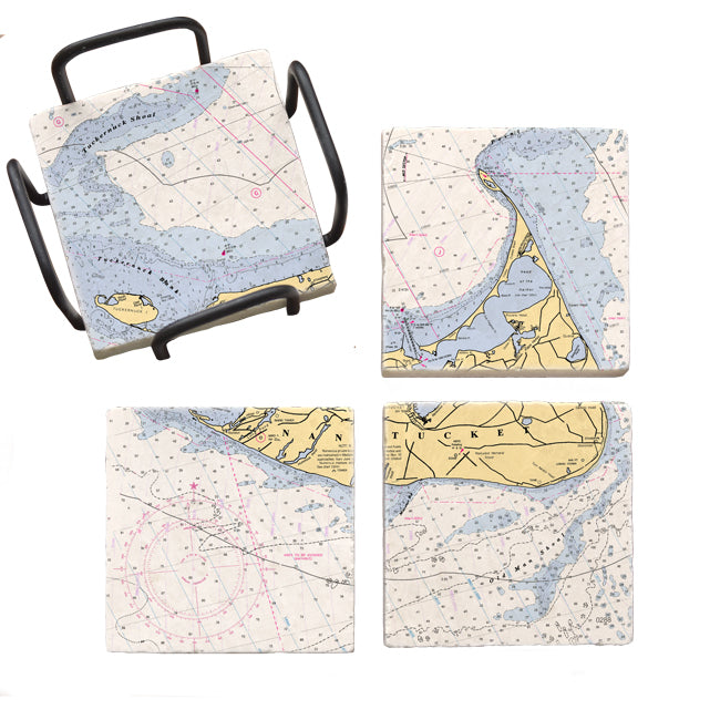 Personalized Nautical Chart Coaster Set