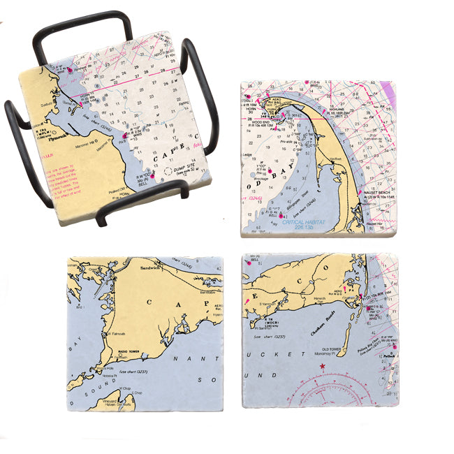 Personalized Nautical Chart Coaster Set