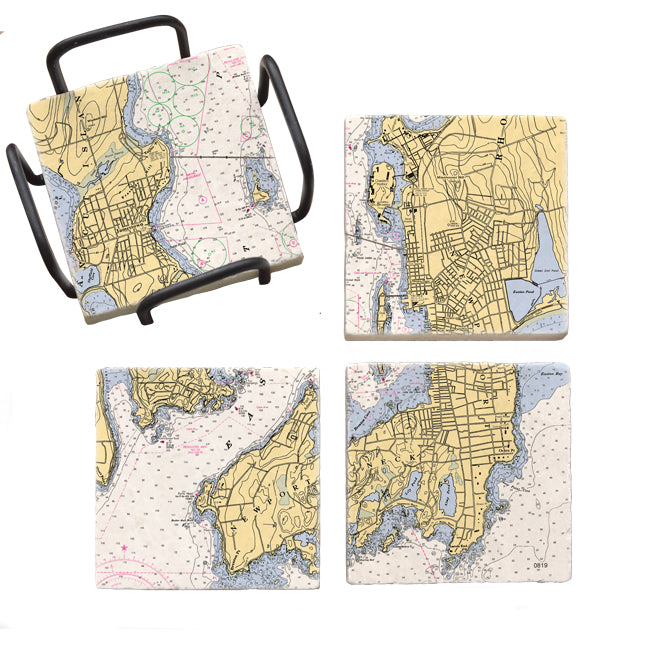 Personalized Nautical Chart Coaster Set
