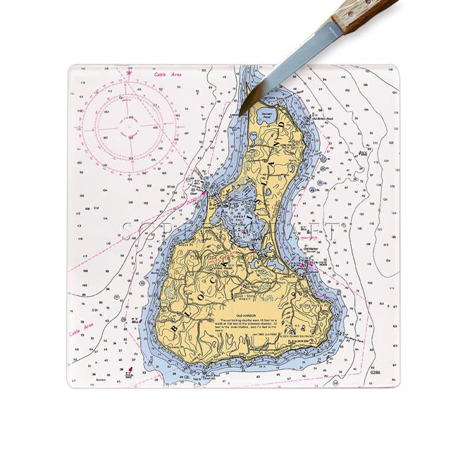 Personalized Nautical Chart Glass Cutting Board