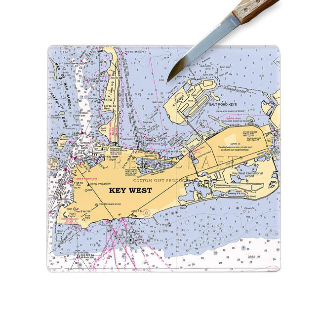 Personalized Nautical Chart Glass Cutting Board