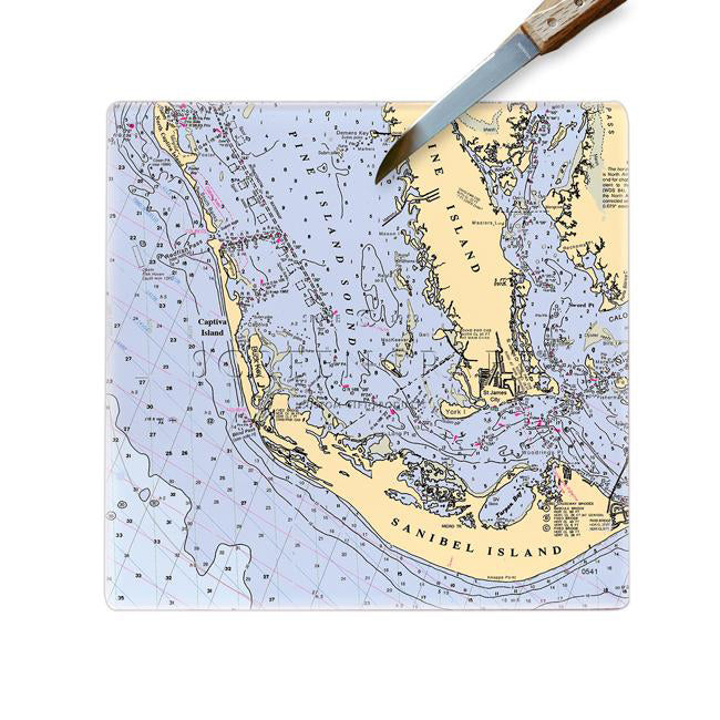 Personalized Nautical Chart Glass Cutting Board