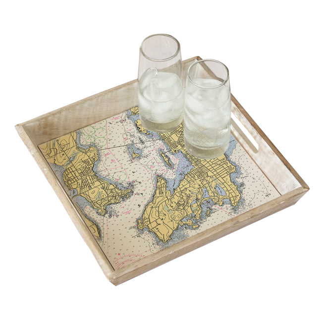 Personalized Nautical Chart Serving Tray