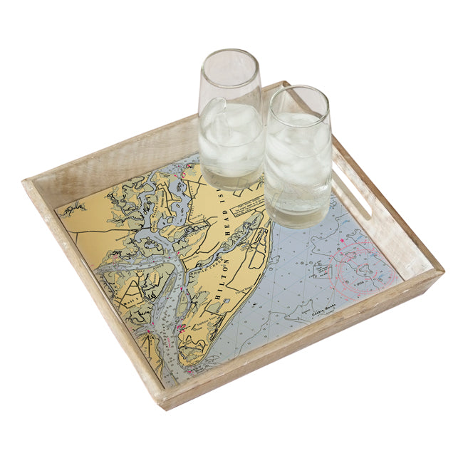 Personalized Nautical Chart Serving Tray