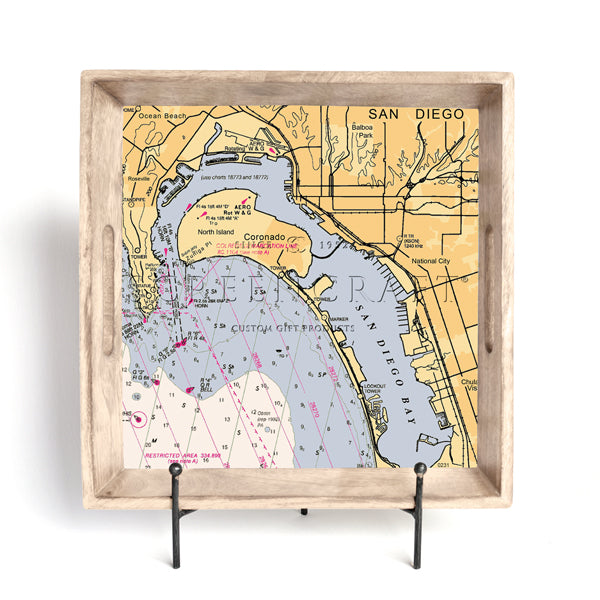 Personalized Nautical Chart Serving Tray