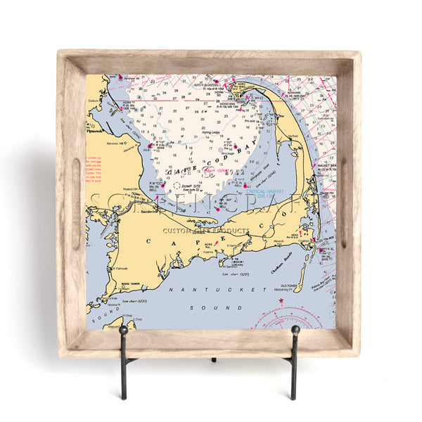 Personalized Nautical Chart Serving Tray