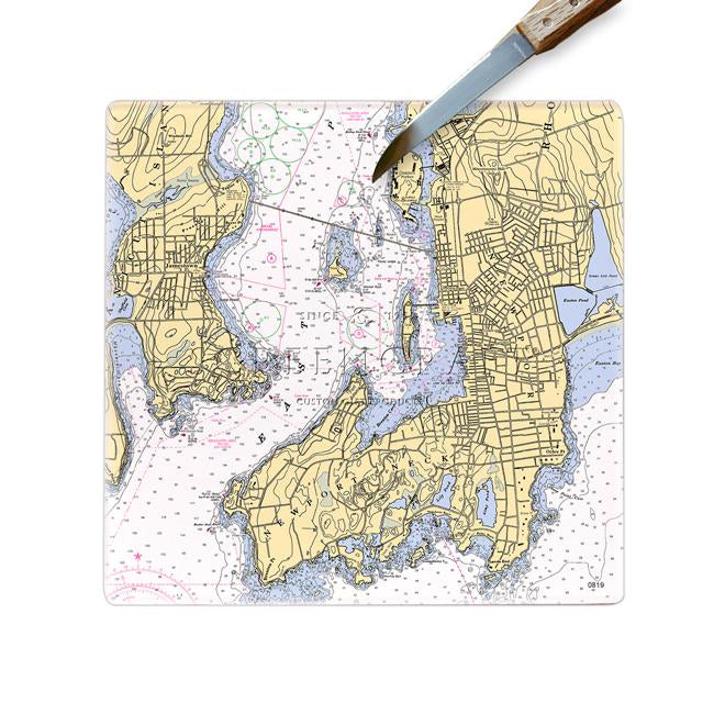 Personalized Nautical Chart Glass Cutting Board