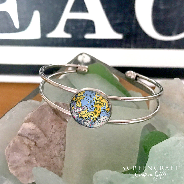 Nautical Chart Cuff-style Bracelet