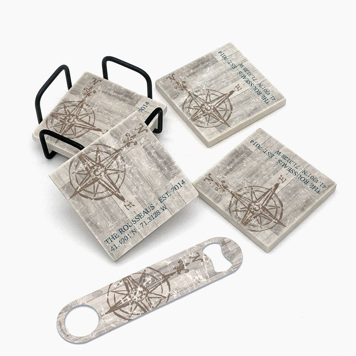 Custom Coordinates Marble Coaster Gift Set