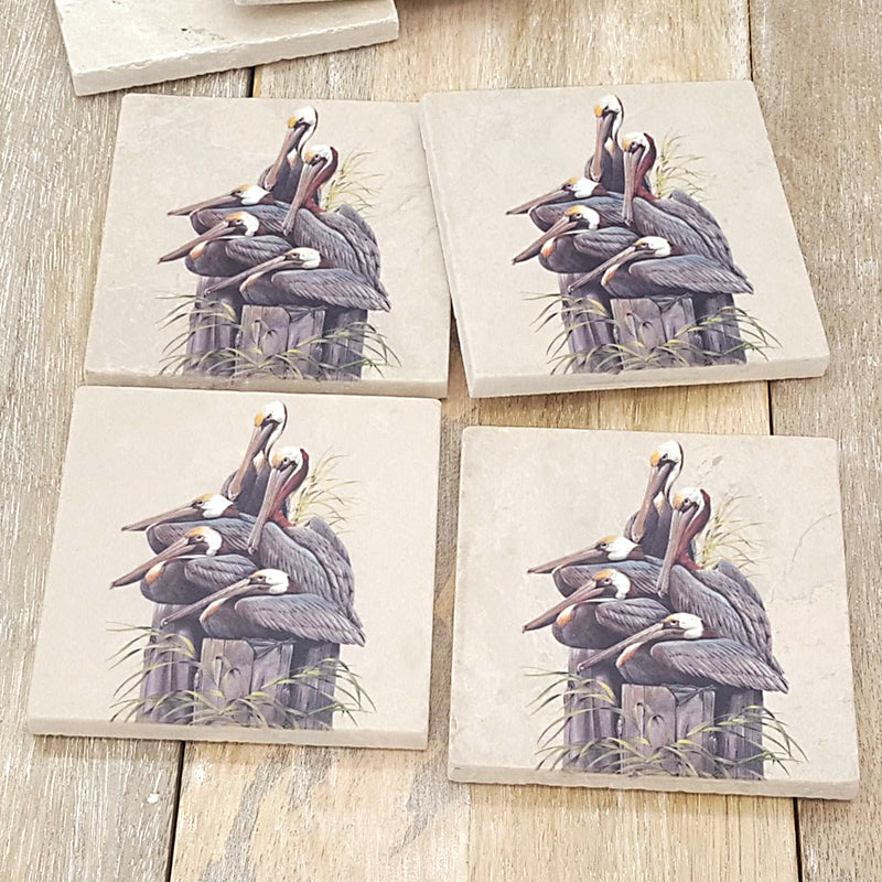 Pelicans by Art Lamay - Set of 4 coasters