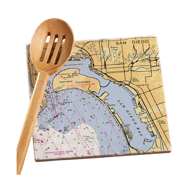 Personalized Nautical Chart Marble Trivet