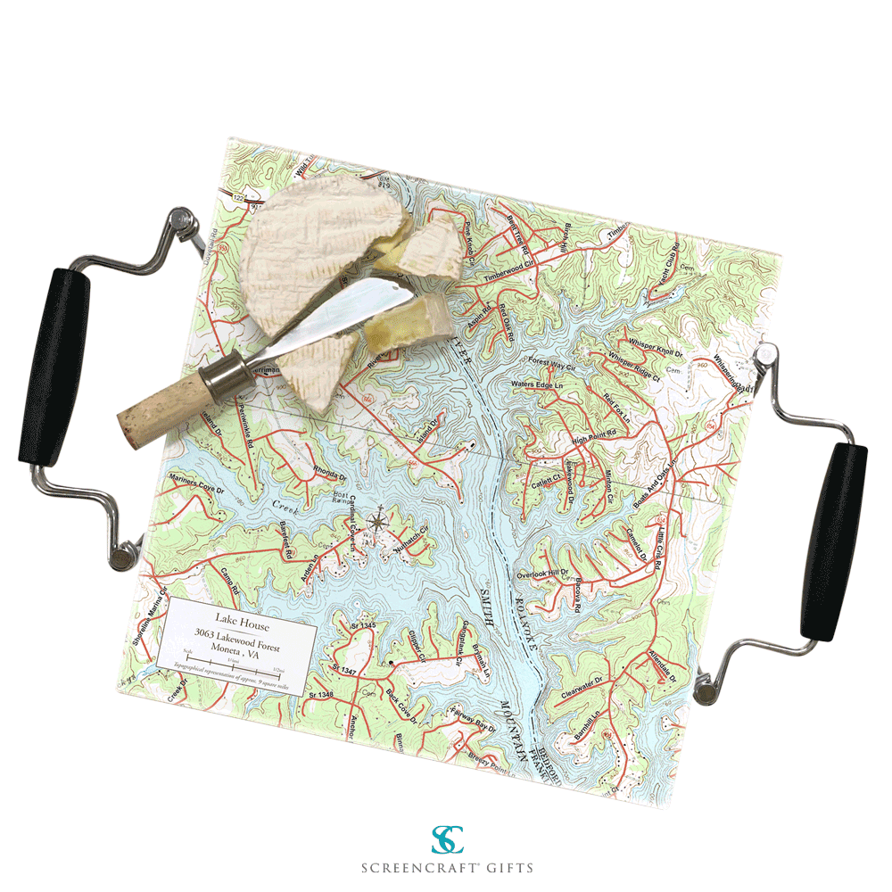 Your Neighborhood 12'' Map Glass Prep & Serve Board