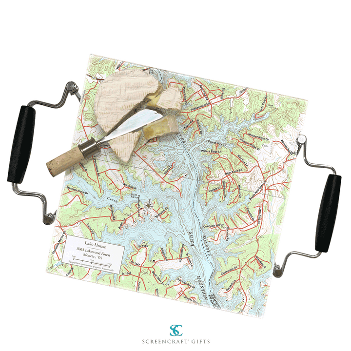 Your Neighborhood 12'' Map Glass Prep & Serve Board