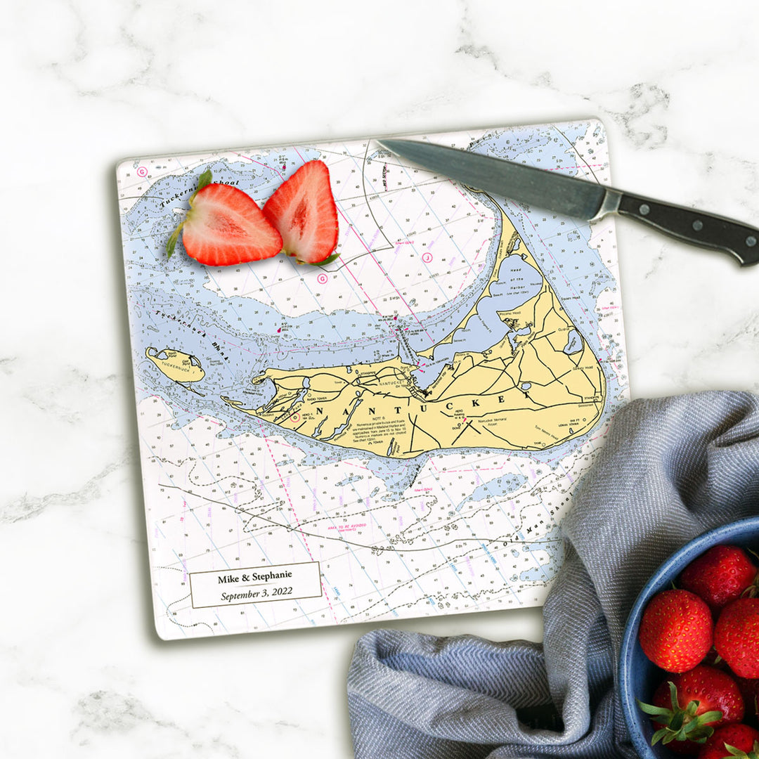 Personalized Nautical Chart Glass Cutting Board