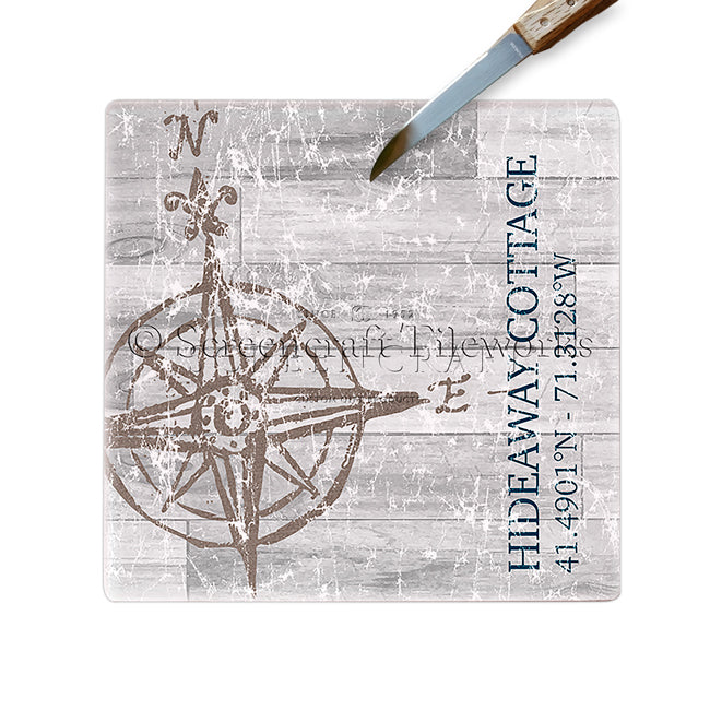 Personalized Compass Glass Cutting Board