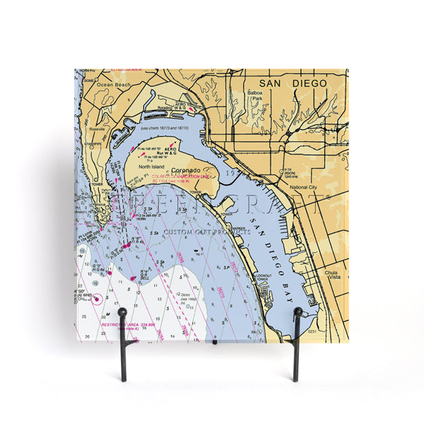 Personalized Nautical Chart Glass Cutting Board