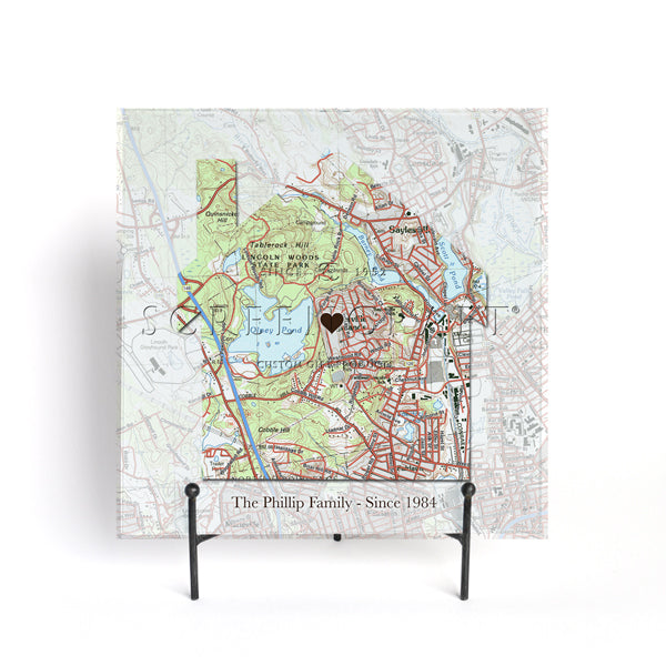 Vintage Map - House - 12'' Prep & Serve Board