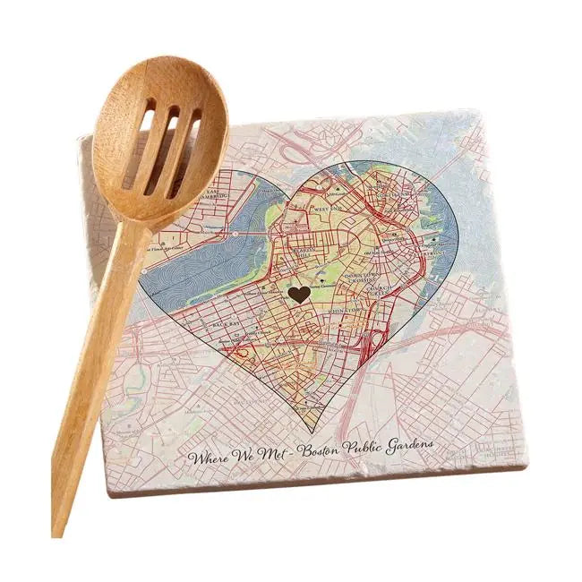 Heart Map w/ Live Preview - Marble Trivet