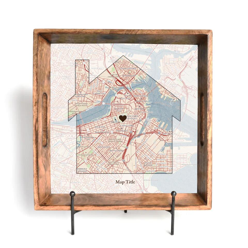 House Map w/ Live Preview - Natural Wood Serving Tray