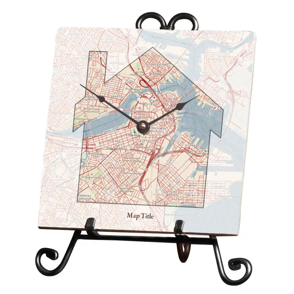 House Map w/ Live Preview - Marble Desk Clock