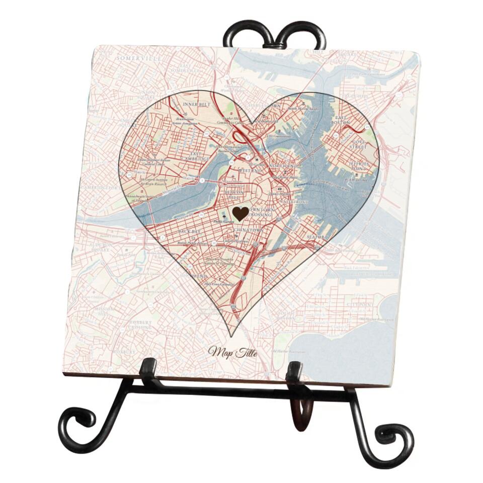 Heart Map w/ Live Preview - Marble Trivet