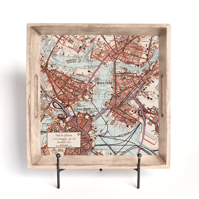 Your Neighborhood Map Wood Serving Tray