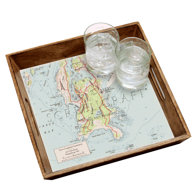 Your Neighborhood Map- Burnt Wood Serving Tray