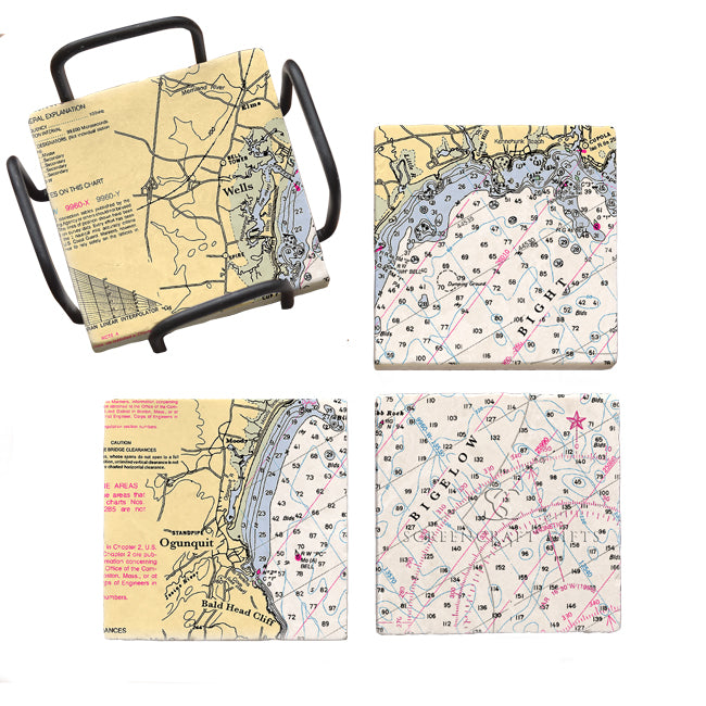 Wells Beach, ME - Marble Coaster Set