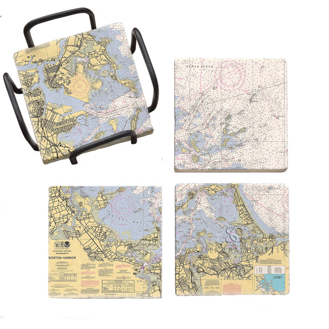 Boston Harbor MA - Marble Coaster Set
