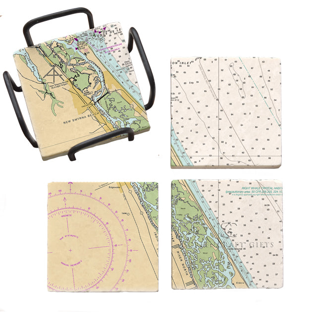 New Smyrna Beach, FL - Marble Coaster Set