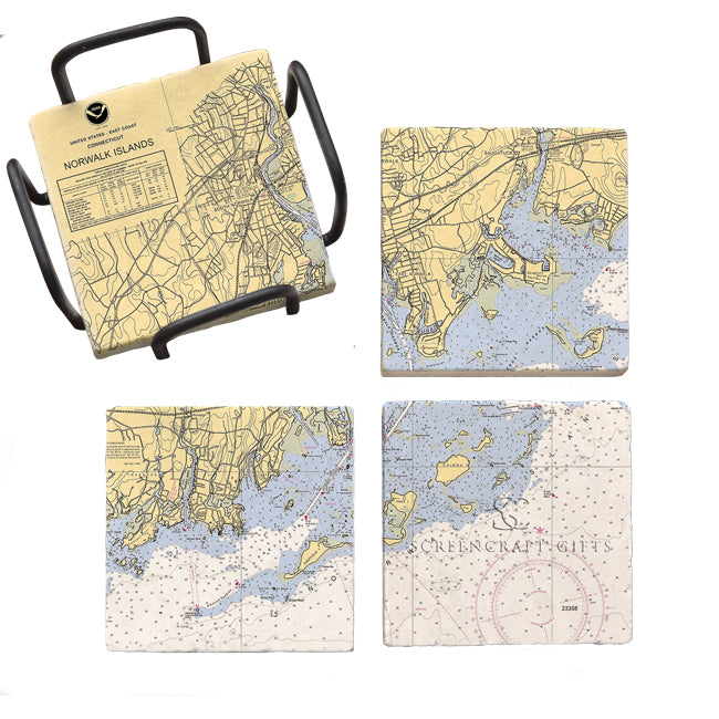 Norwalk, CT - Marble Coaster Set