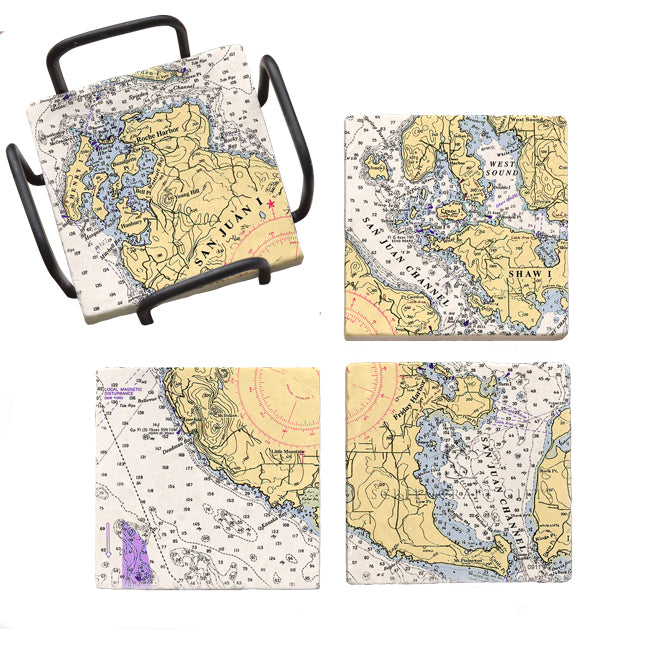 San Juan Island, WA -  Marble Coaster Set