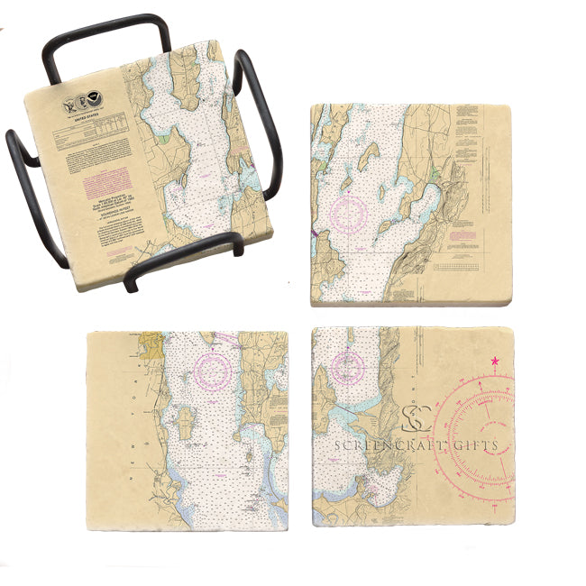 Lake Champlain, VT - Marble Coaster Set