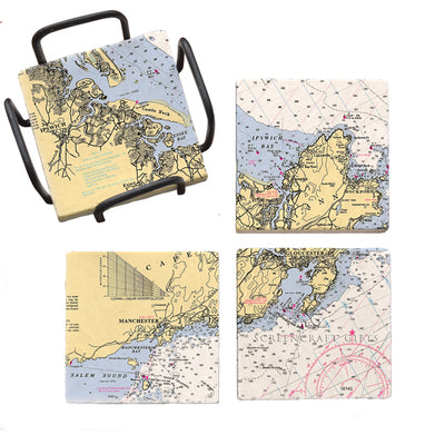 Cape Ann, MA - Marble Coaster Set