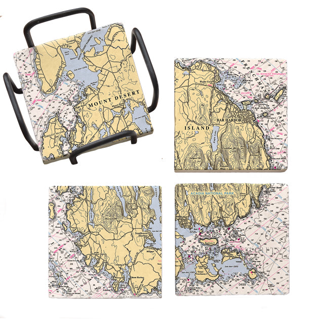 Mount Desert Island, ME - Marble Coaster Set