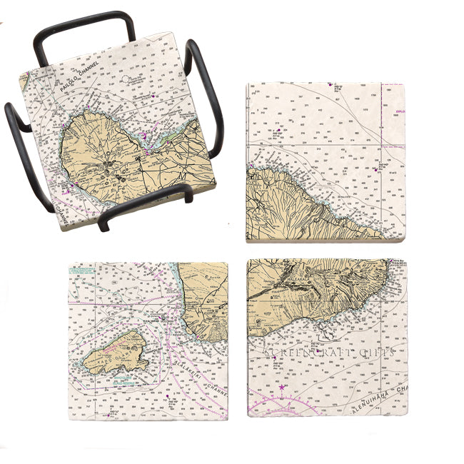 Maui, Hawaii - Marble Coaster Set