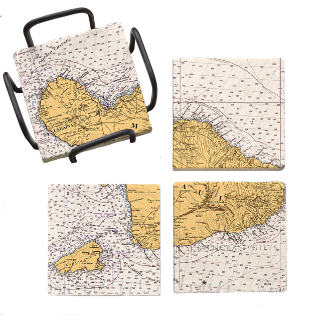 Maui, Hawaii - Marble Coaster Set