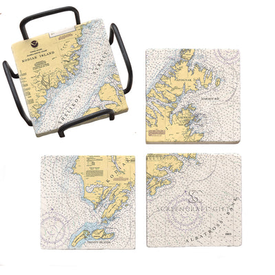 Kodiak Island, AK - Marble Coaster Set