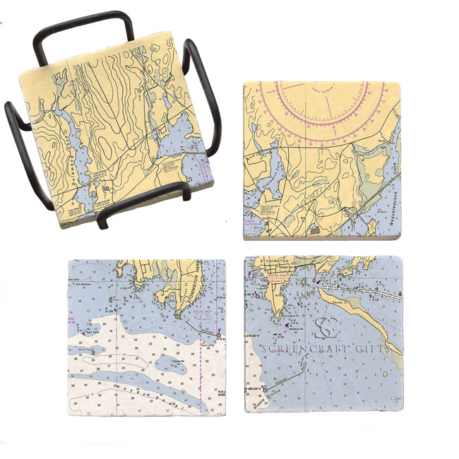 Stonington, CT - Marble Coaster Set