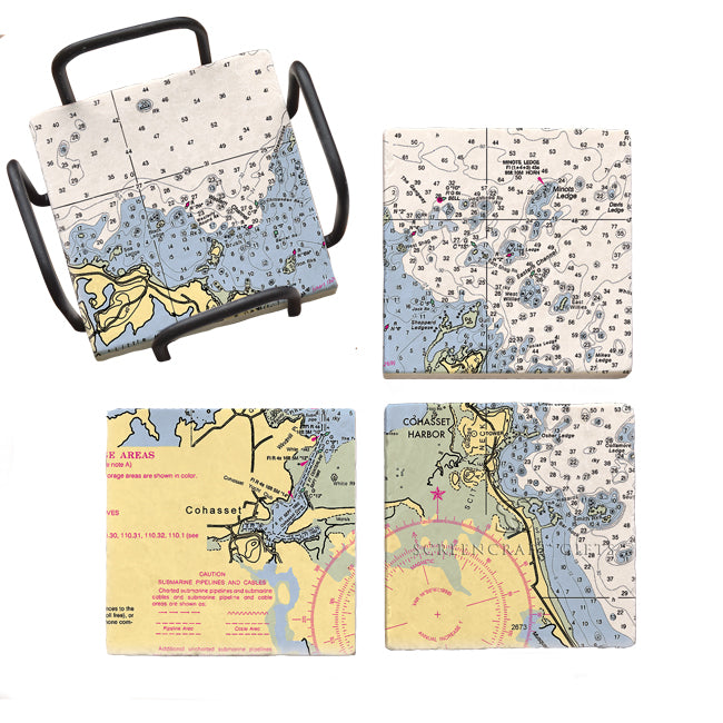 Cohasset, MA  - Marble Coaster Set